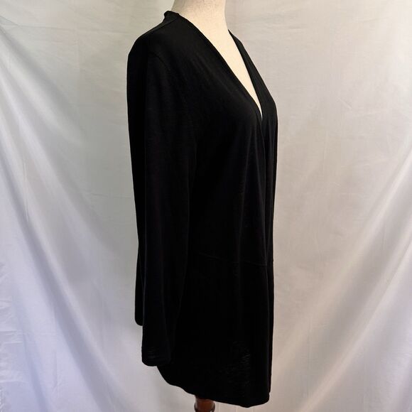 Chicos Womens Cardigan Set The Ultimate Tee Open Front Knit Pockets Black 2 L - Picture 5 of 8
